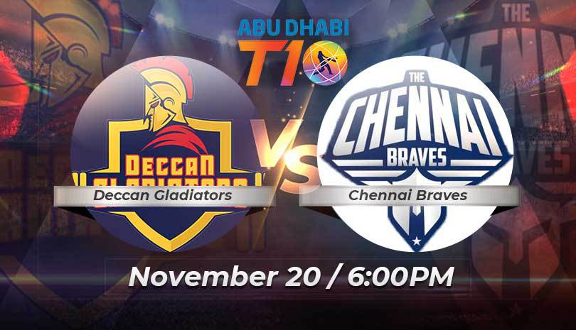 Abu Dhabi T10 League 2021-22 Match 3 Deccan Gladiators vs Chennai Braves Match Prediction