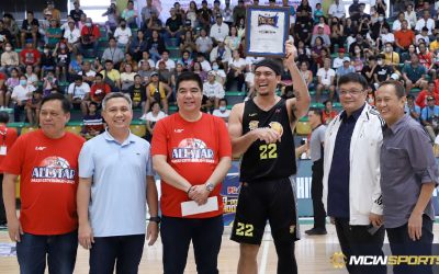 Big men compete in a 3-point shooting competition during PBA All-Star Weekend